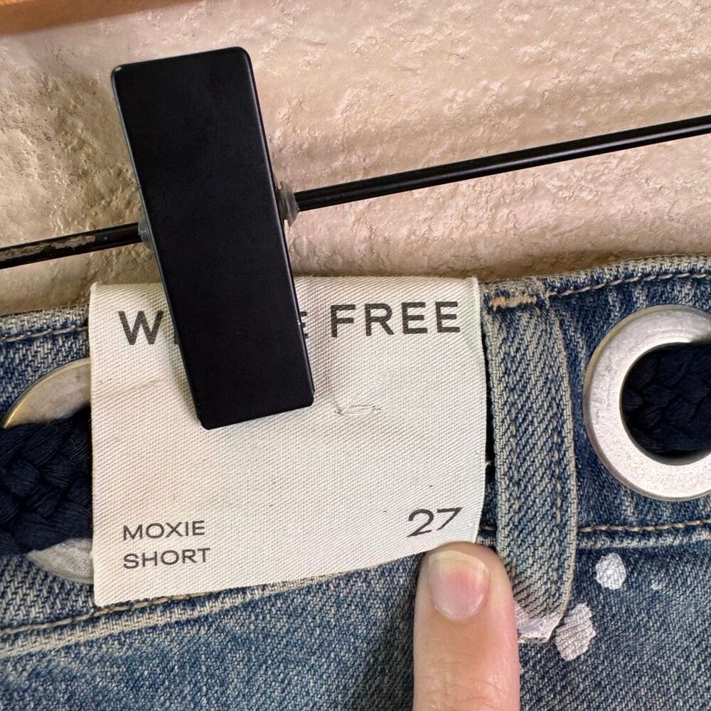 Free People Moxie Barrel Shorts We The Free Rope Tie Slouchy Blue Denim 27 NEW - Picture 8 of 14